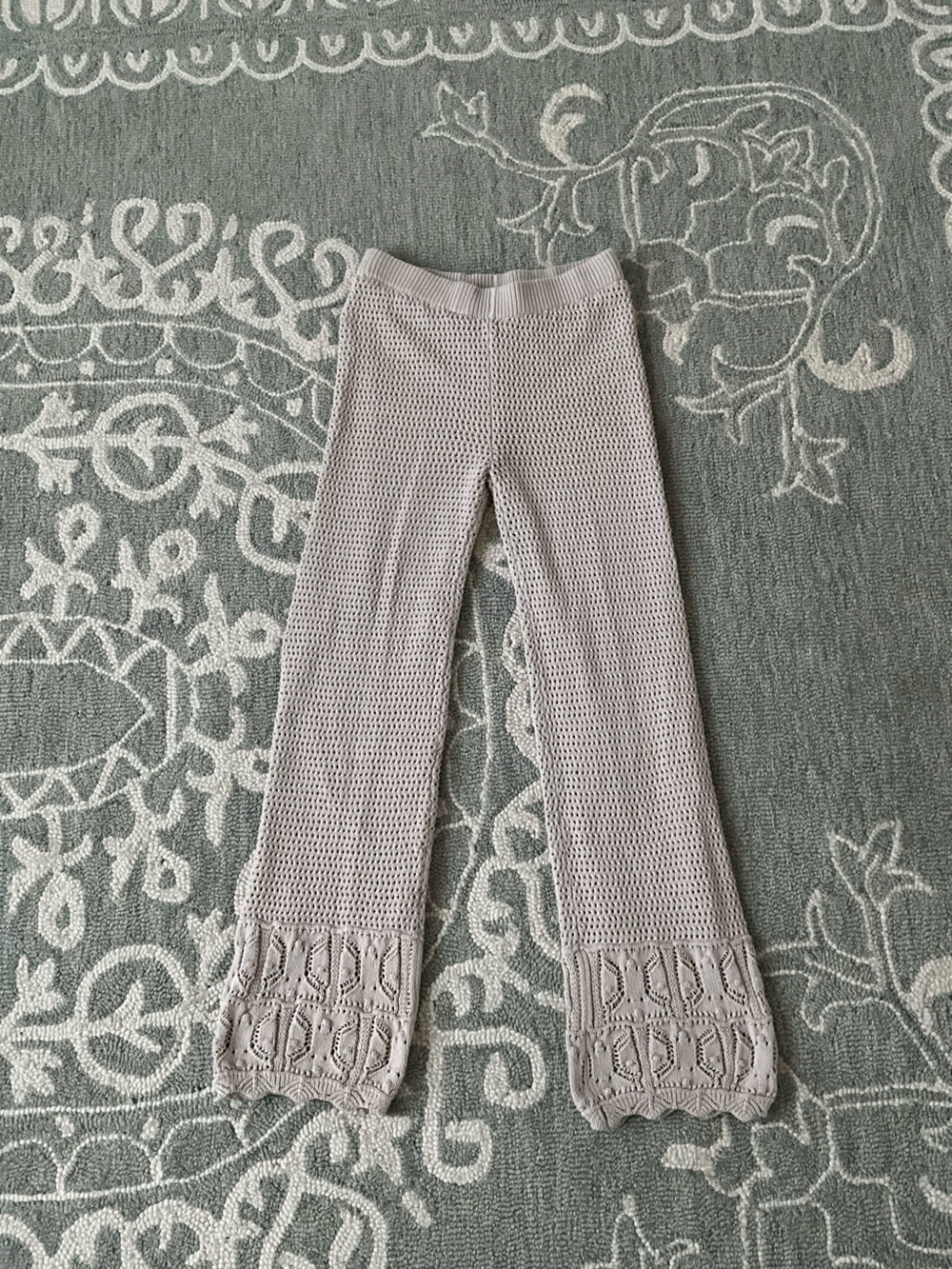 Pink Rose beige Knit pants with Ankle Detail